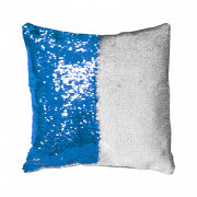 Подушка с пайетками синий-белый